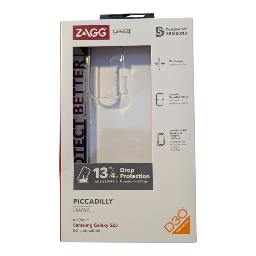 O1. ZAGG  Piccadilly Black Case For Samsung Galaxy S23 - Clear